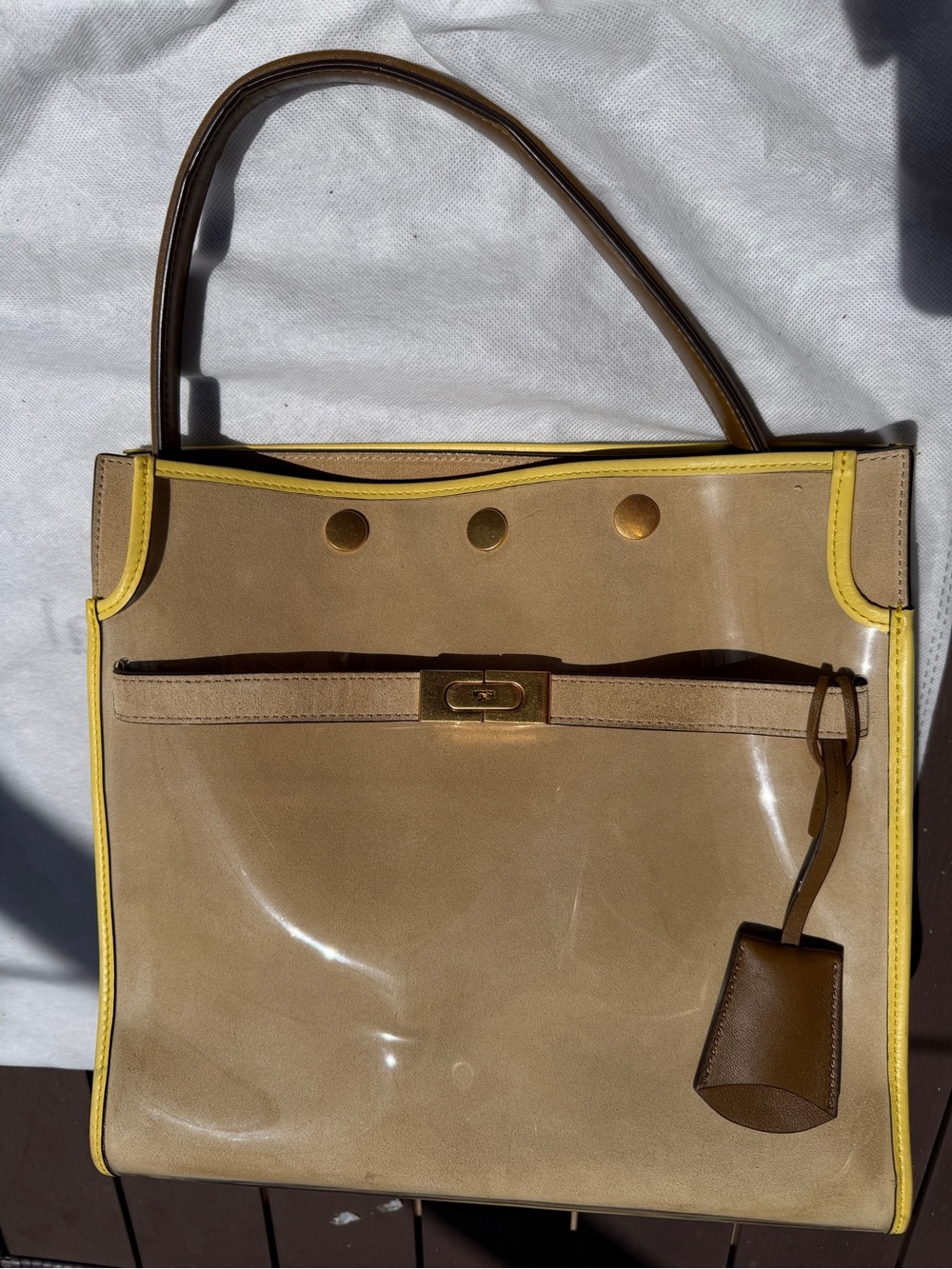 Tory Burch Lee Radziwill Raincoat Double Satchel with a Shoulder Strap - Picture 15 of 15
